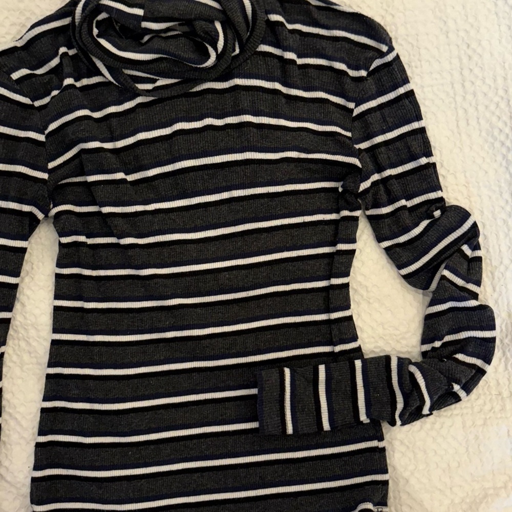 American Apparel Black and White Striped Turtleneck Sweater